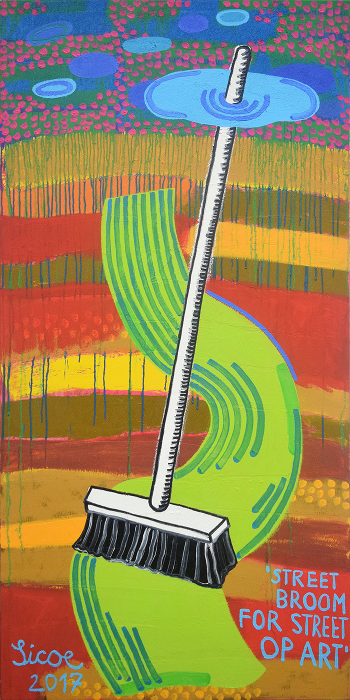 Street Broom for Street Op Art, 2017, 200 x 100 cm, oil on canvas