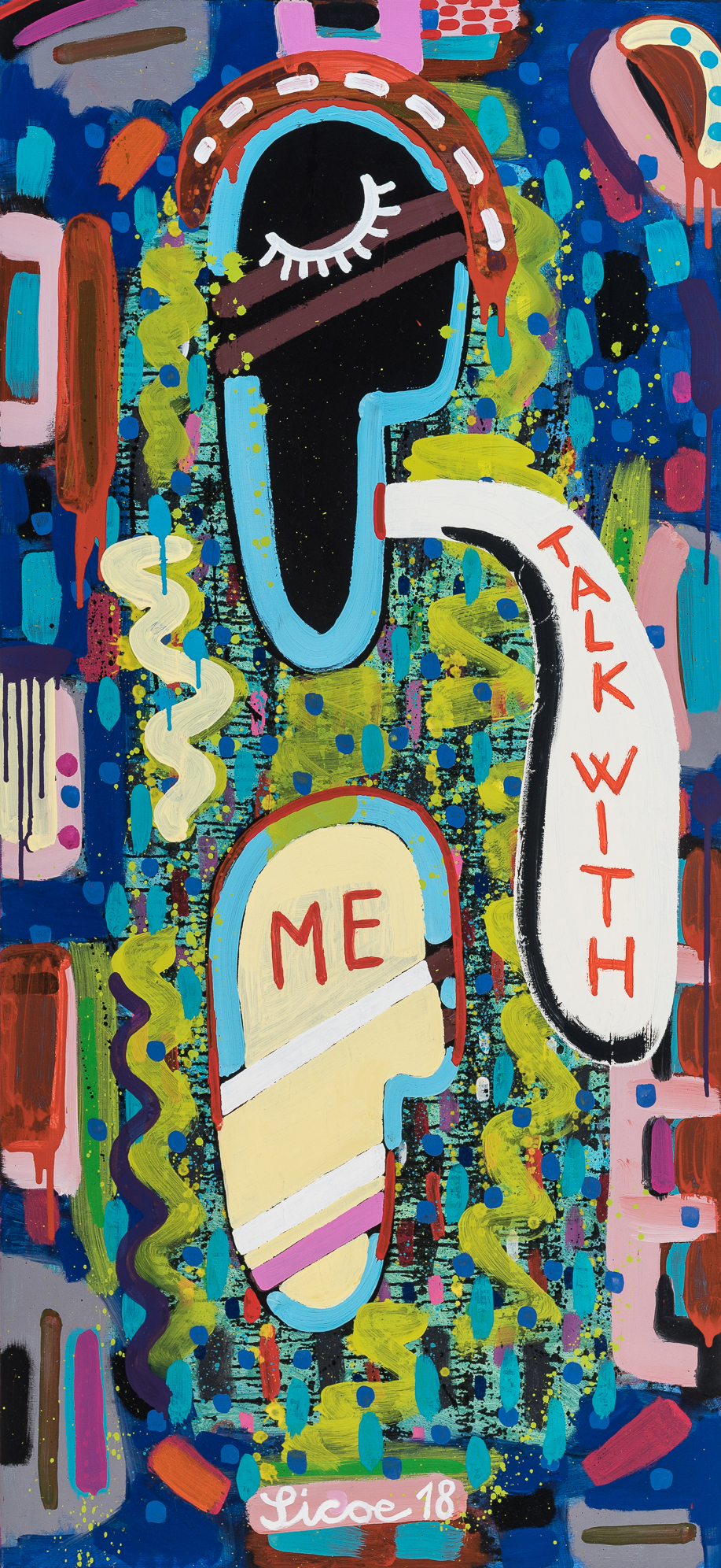 Takl With Me, 2018, olje platno, 150 x 70 cm